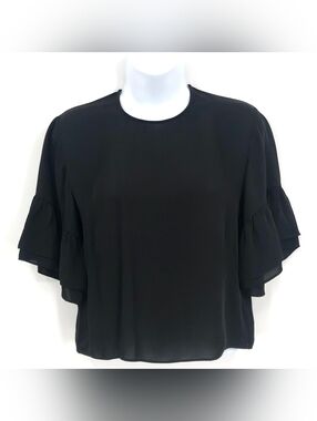 Rebecca Minkoff Blouse Black Top 100% Silk, XS